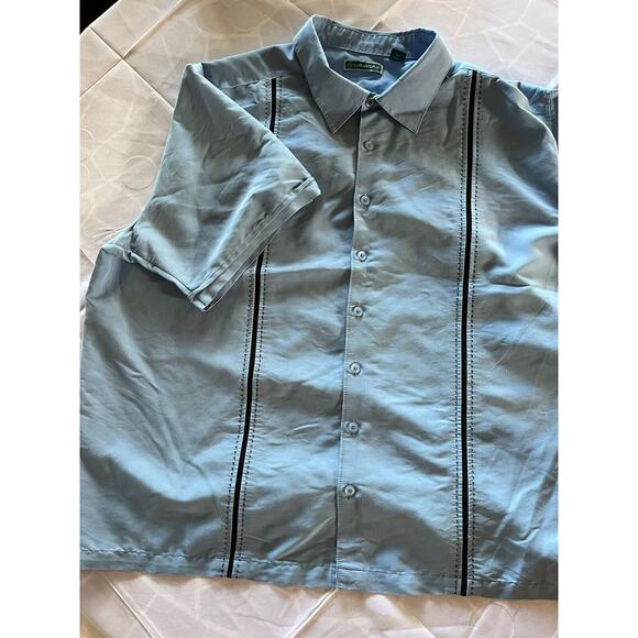 Cubavera Shirt Mens Guayabera Blue Short Sleeve Size XL - Picture 4 of 10